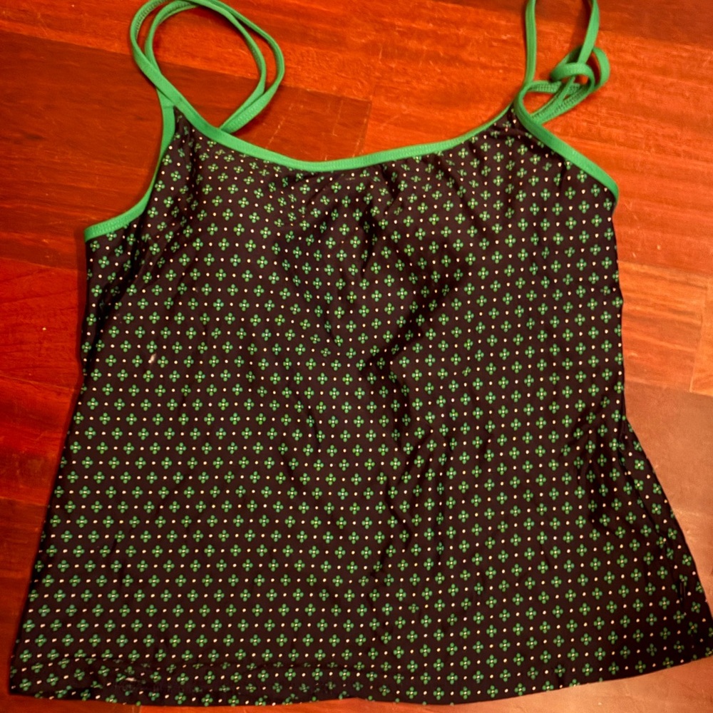 Stylish Black and Green Women's Top with built in bra size 12